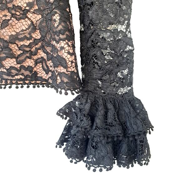 ALEXIS Inna Black Lace Top Medium 4/6 Revolve High Neck Ruffle Long Sleeve - Picture 9 of 12
